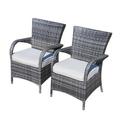 Direct Wicker UBS-1122-Grey 2 Piece Outdoor Rattan Wicker Backrest Dining Chair with Cushions Grey