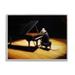 Stupell Industries Mouse Musician Playing Grand Piano Stage Spotlight Painting Gray Framed Art Print Wall Art Design by Lucia Heffernan