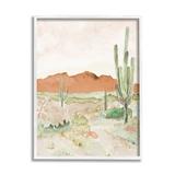 Stupell Industries Cactus Plants Dry Desert Scene Distant Cliffs Painting White Framed Art Print Wall Art Design by Lanie Loreth