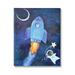 Stupell Industries Animals in Outer Space Rocket Ship Star Balloon Night Sky Graphic Art Gallery Wrapped Canvas Print Wall Art Design by Andrea Doss