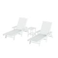 Costaelm Paradise 3-Piece Adirondack Outdoor Chaise Lounge with Arm and Side Table Set White