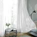 BalsaCircle 2 White 52x108 Faux Linen Sheer Curtains Chrome Grommets Window Treatment Decorations Party