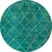 Ahgly Company Indoor Round Abstract Light Sea Green Abstract Area Rugs 6 Round