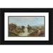 Edmund Darch Lewis 14x10 Black Ornate Wood Framed Double Matted Museum Art Print Titled: Panoramic Landscape with Farms River Cows and Mountains (1872)