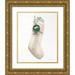 Fabiano Marco 20x24 Gold Ornate Wood Framed with Double Matting Museum Art Print Titled - White Christmas Stocking Green