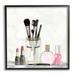 Stupell Industries Trendy Makeup Brushes Polished Fashion Cosmetics Graphic Art Black Framed Art Print Wall Art Design by Kim Allen