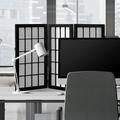 2 ft. Tall Desktop Window Pane Shoji Screen - Black - 3 Panels