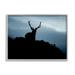Stupell Industries Elk Silhouette At Dusk Deep Blue Night Sky Photograph Gray Framed Art Print Wall Art Design by James Dobson
