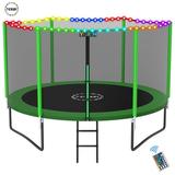 YORIN Trampoline for 3-4 Kids 10 FT 8 FT Trampoline for Adults with Enclosure Net Ladder 1000LBS Weight Capacity Outdoor Round Recreational Trampoline Heavy Duty Upgrade Trampoline