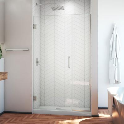 Dreamline Unidoor Plus 43 1/2 - 44 in. W x 72 in. H Frameless Hinged Shower Door in Brushed Nickel SHDR-244357210-04