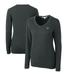 Women's Cutter & Buck Heather Charcoal Tulane Green Wave Lakemont Tri-Blend V-Neck Pullover Sweater
