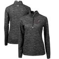 Women's Cutter & Buck Black Arkansas Razorbacks Traverse Camo Print Stretch Quarter-Zip Pullover Top