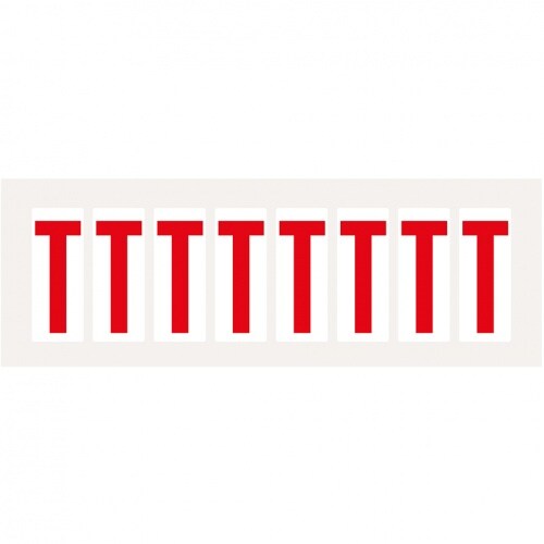 Aufkleber I Buchstabe T, weiß/rot, Folie, Schrifthöhe 50mm, 22x57mm, 160 Stück/Packung Image