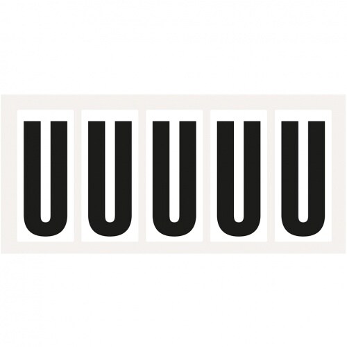 Aufkleber I Buchstabe U, weiß/schwarz, Folie, Schrifthöhe 75mm, 38x88mm, 100 Stück/Packung Image