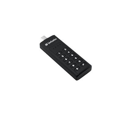 Verbatim Keypad Secure - USB-C-Stick 64 GB - Datenspeicher mit Passwortschutz, inkl. USB-C zu USB-C-Verlängerungskabel -