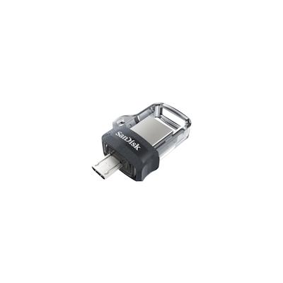 SanDisk Ultra Dual m3.0 USB-Stick 128 GB USB Type-A / Micro-USB 3.2 Gen 1 (3.1 Gen 1) Schwarz, Silber, Transparent