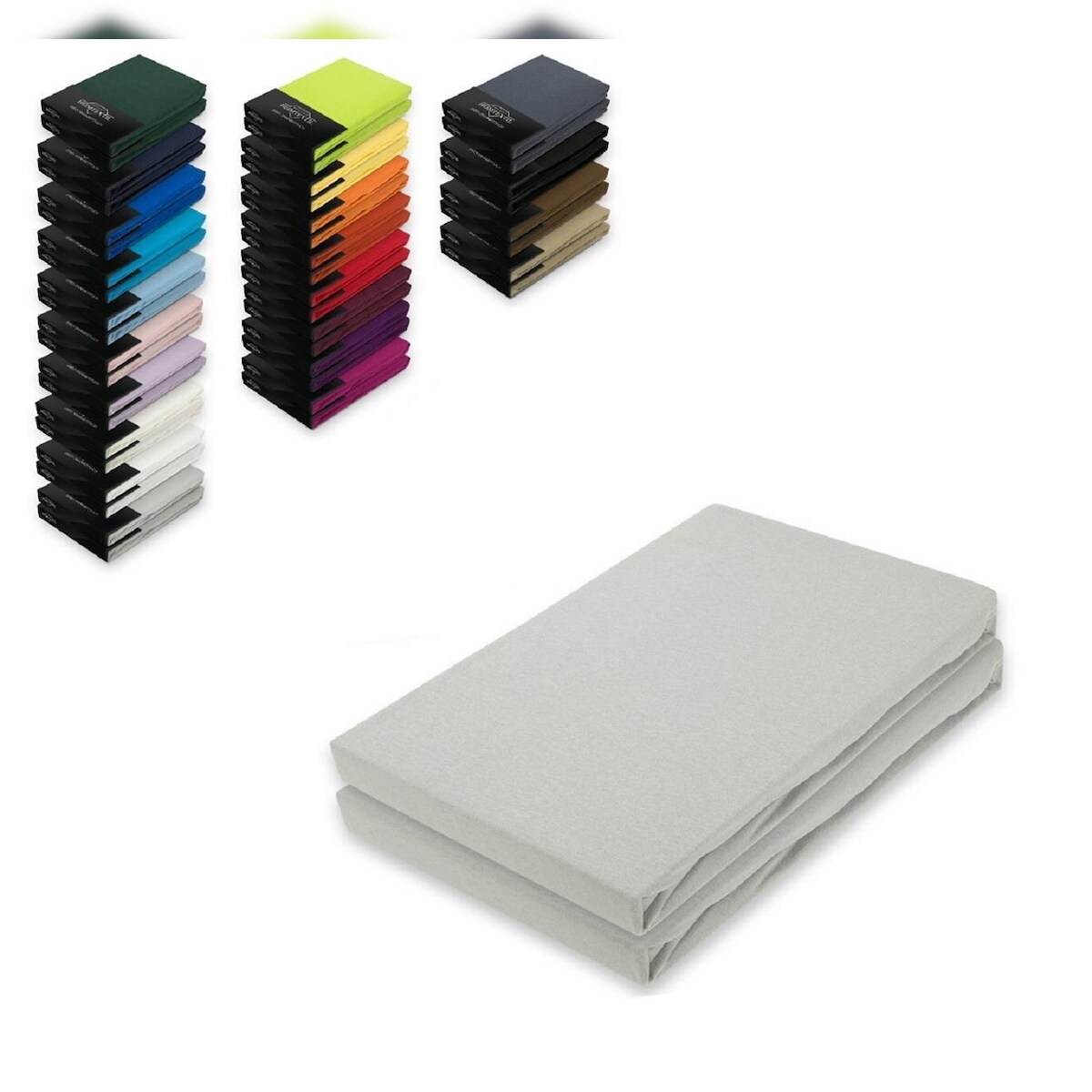 EXKLUSIV HEIMTEXTIL Doppelpack Jersey Spannbettlaken 90 - 100 x 200 cm Silber Image