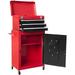 HPDAVV Red and Black Rolling Garage Workshop Tool Organizer - Detachable 3 Drawer Tool Chest with Large Storage Cabinet and Adjustable Shelf