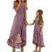 Musuos Parent-child Off-shoulder Dress with Ruffled Hem Pink Clothing