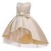 XMMSWDLA Toddler Girl Clothes Girls Net Yarn Temperament Flowers Bowknot Birthday Party Gown Long Dresses