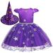 Girls Witch Costume Dress with Hat Halloween Fairy Princess Tutu Dress Set
