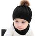 Zukuco 2PCS Toddler Baby Knit Hat Scarf Winter Warm Beanie Cap with Circle Loop Scarf Neckwarmer (Black)