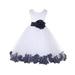 Ekidsbridal White Tulle Rose Petals Formal Flower Girl Dresses Junior Pageant Birthday Party Pretty Princess Ballroom Gown 302S 4