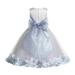 Ekidsbridal Satin Floral Petals Rose Tulle White Flower Girl Dress Formal Evening Gown Pretty Princess Wedding Photoshoot Ballroom 007 16