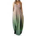 Summer Dresses for Women 2022 Sexy Sleeveless Loose Casual Solid Color Long Dress Spring Beach Maxi Dress with Pocket