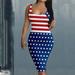 Bodycon Dresses for Women Sexy Stars and Stripes Print Sleeveless Party Tight Dress Summer Round Neck Bodycon Dress