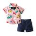 Uccdoo Toddler Baby Boy Summer Cartoon Printed T-Shirt Tops & Shorts Outfit Set 2 Pieces(1-6T)