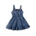 Eyicmarn Toddler Girls Summer Denim Dress Fashion Sleeveless Button Down Ruffle Tank Dress