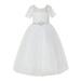 Ekidsbridal Ivory Floral Lace Tulle Flower Girl Dresses Wedding Reception Mini Bridal Gown for Toddlers LG2R7 12