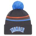 "Men's New Era Gray Oklahoma City Thunder 2022/23 Edition Official Cuffed Pom Knit Hat"