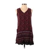 Xhilaration Casual Dress - Shift V Neck Sleeveless: Burgundy Dresses - Women's Size Small