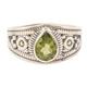 Prosperity Drop,'Polished Sterling Silver Cocktail Ring with Natural Peridot'