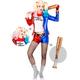 Funidelia | Harley Quinn Costume with Wig and Inflatable Bat - Suicide Squad for woman Costume for adults, accessory fancy dress & props for Halloween, carnival & parties - Size: L - Red