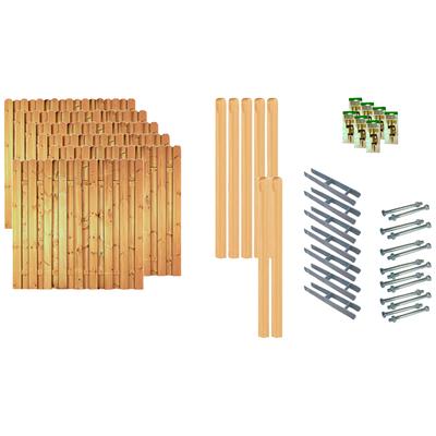 Bohlenzaun TETZNER & JENTZSCH "Los Angeles 4", grün (grün, braun), H:180cm, Holz, Stahl, Zaunelemente, 6 Elemente, LxH: 