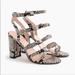 J. Crew Shoes | J. Crew Buckled Strappy Snakeskin Heeled Sandals Size 8 Like New No Flaws | Color: Black/Gray | Size: 8