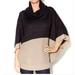 Anthropologie Sweaters | Anthropologie Thml Poncho Large Black Tan Cowl Neck Open Waffle Knit Button | Color: Black/Tan | Size: L