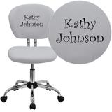 Personalized Mid-Back White Mesh Swivel Task Office Chair with Chrome Base [H-2376-F-WHT-TXTEMB-GG] - Flash Furniture H-2376-F-WHT-TXTEMB-GG
