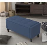 Enzo Upholstered 43'' Flip Top Storage Bench in Denim Blue - CasePiece USA C10016-331