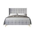 Chelsea King Upholstered Button Tufted Panel Bed in Grey - CasePiece USA C80100-711