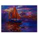 Breakwater Bay Red Sail Ship On Purple Sunset - Nautical & Coastal Wall Art Décor - Natural Pine in Blue/Brown/Pink | 8 H x 12 W x 1 D in | Wayfair