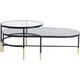 2 tables basses en verre et acier