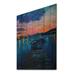 Breakwater Bay Boat on Dock at Night - Unframed Painting on Wood in Blue/Brown/Orange | 20 H x 12 W x 1 D in | Wayfair
