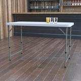 4 Pack 4-Foot Height Adjustable Bi-Fold Plastic Folding Tables w/ Handles - 23.75"W x 47.75"D x 23" - 29.25"H