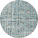 Ahgly Company Indoor Round Contemporary Light Slate Gray Abstract Area Rugs 5 Round