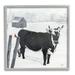 Stupell Industries Black Farm Cow Niveous Snow Covered Field Painting Gray Framed Art Print Wall Art Design by Diane Fifer