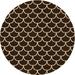 Ahgly Company Machine Washable Indoor Round Transitional Black Brown Area Rugs 4 Round